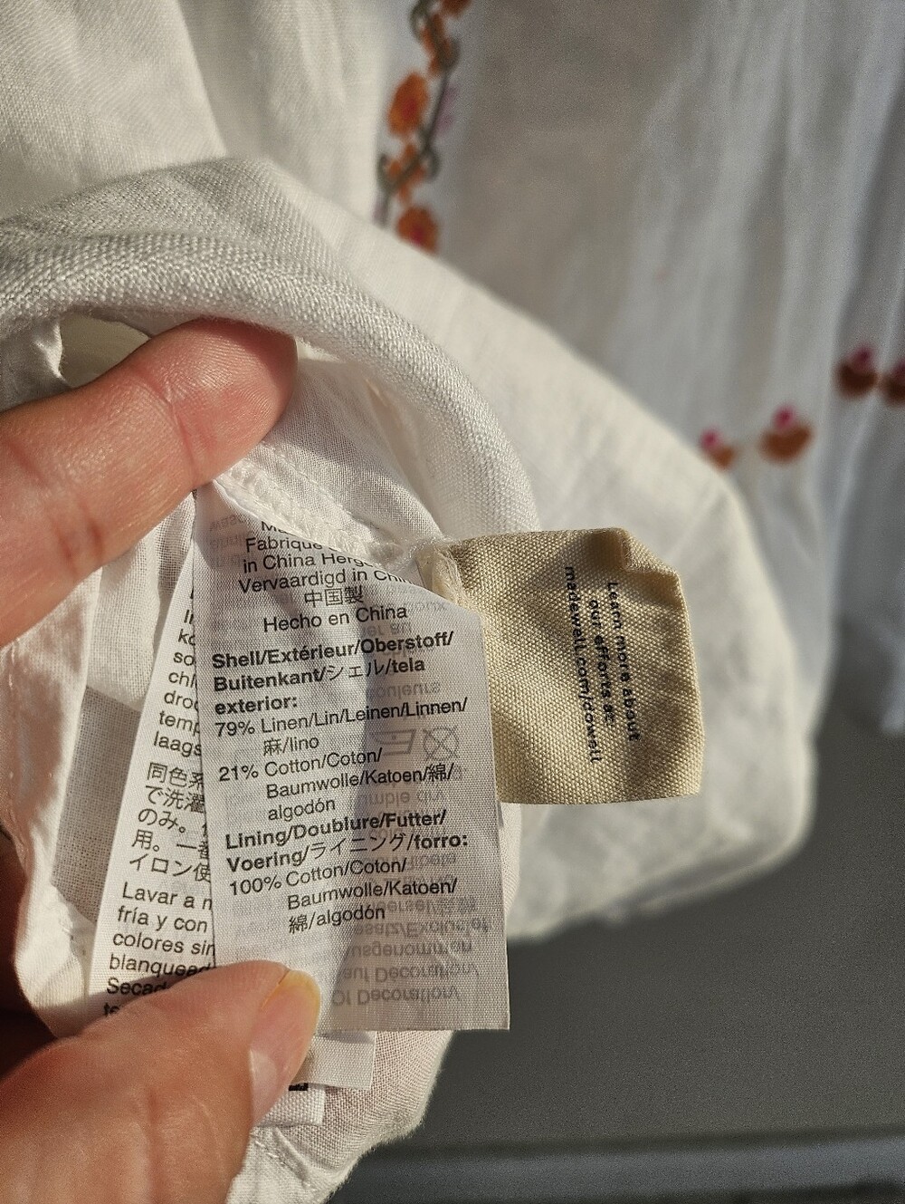 Madewell Embroidered Linen-Blend Raglan Ruffle Mini Dress Medium - Picture 4 of 5